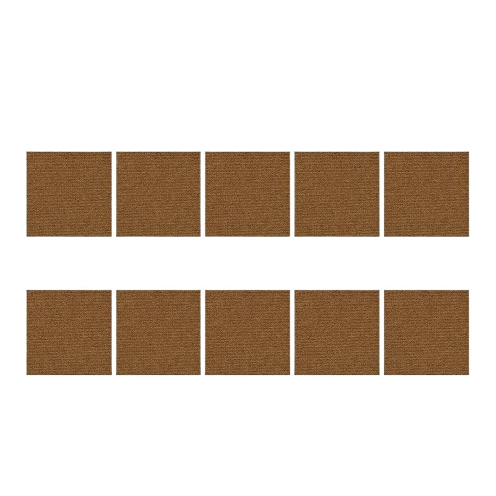 Self Adhesive Carpet 10-40PCS 30x30cm Self-Adhesive Carpet Square Peel Stick Removable Sticker Floor Mat for DIY Home Furnishing Tiles(Brown-10PCS)