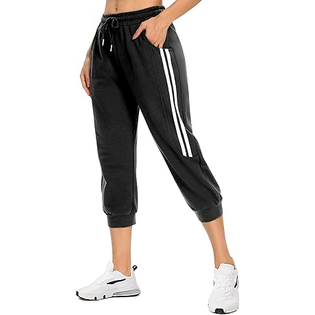 Women's Capri Sweatpants Casual Capri Pants with Pockets