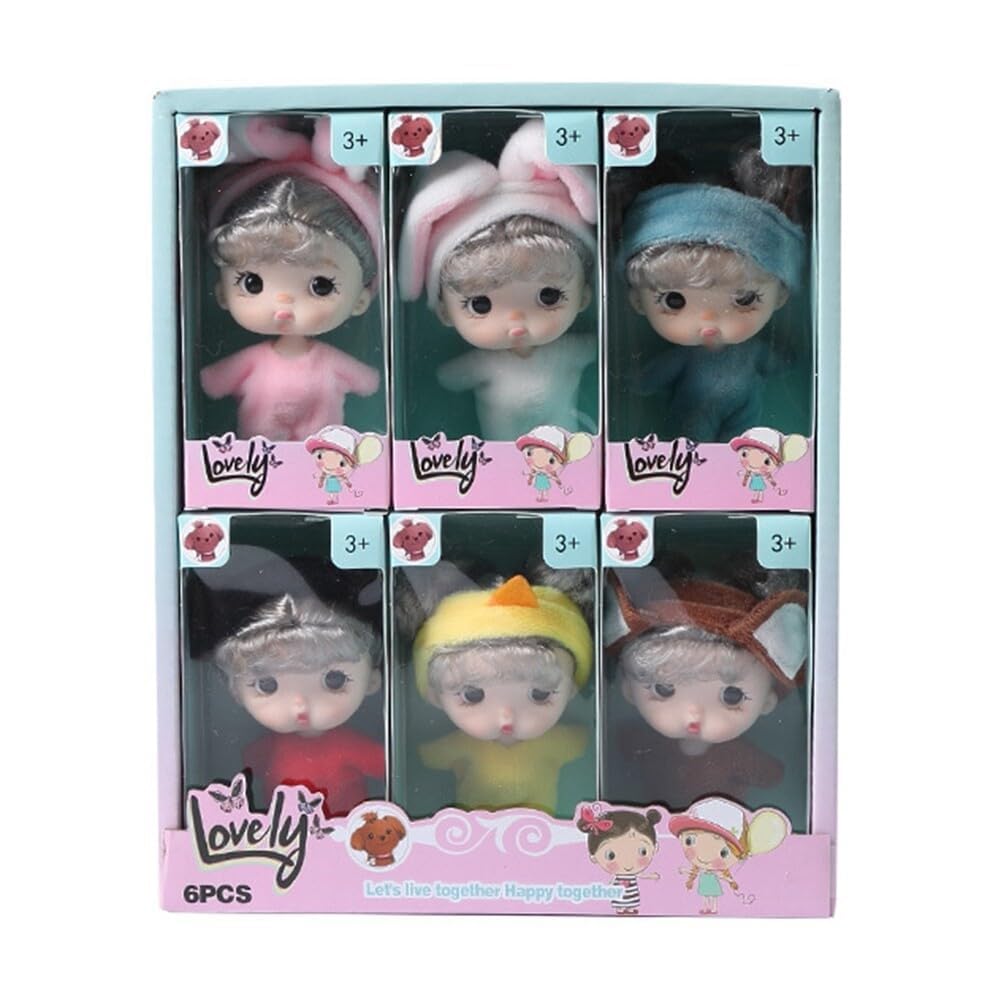 Mini Little Girl Doll, Adjustable Joints Cute Character Statue, Children Birthday Birthday Gifts for Kids Little Girls Boys Age 3 4 5, Made of PVC, Odorless, Wear-Resistant and Durable (6pcs)