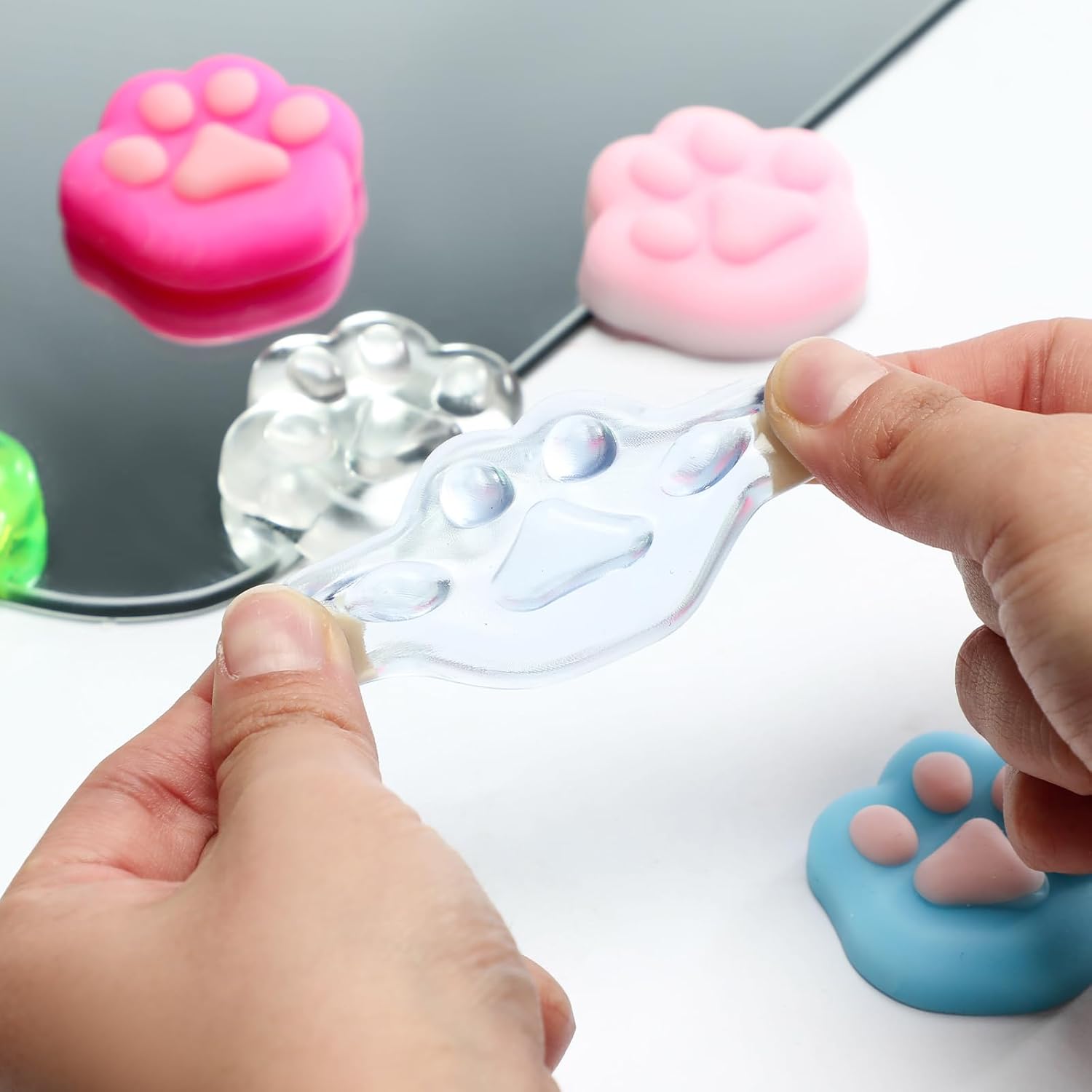 12pcs Taba Squishy Cat Paw Squeeze Toys,Ultra-Soft Quick Recovery Cat Paw Pinch Toy,Novelty Things Suitable for Adults Kids
