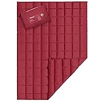 KingCamp Ultralight Camping Blanket, Packable Down Alternative Puffy Wearable Blankets Weatherproof Warm Package Quilt with Snap Buttons for Outdoor Hiking Travel, Picnic Stadium, (69 x 53 Crimson)