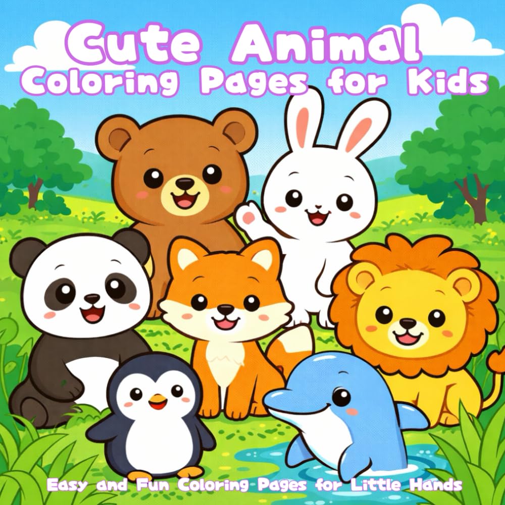 Cute Animals Coloring Book for Kids: Easy and Fun Coloring Pages for Little Hands