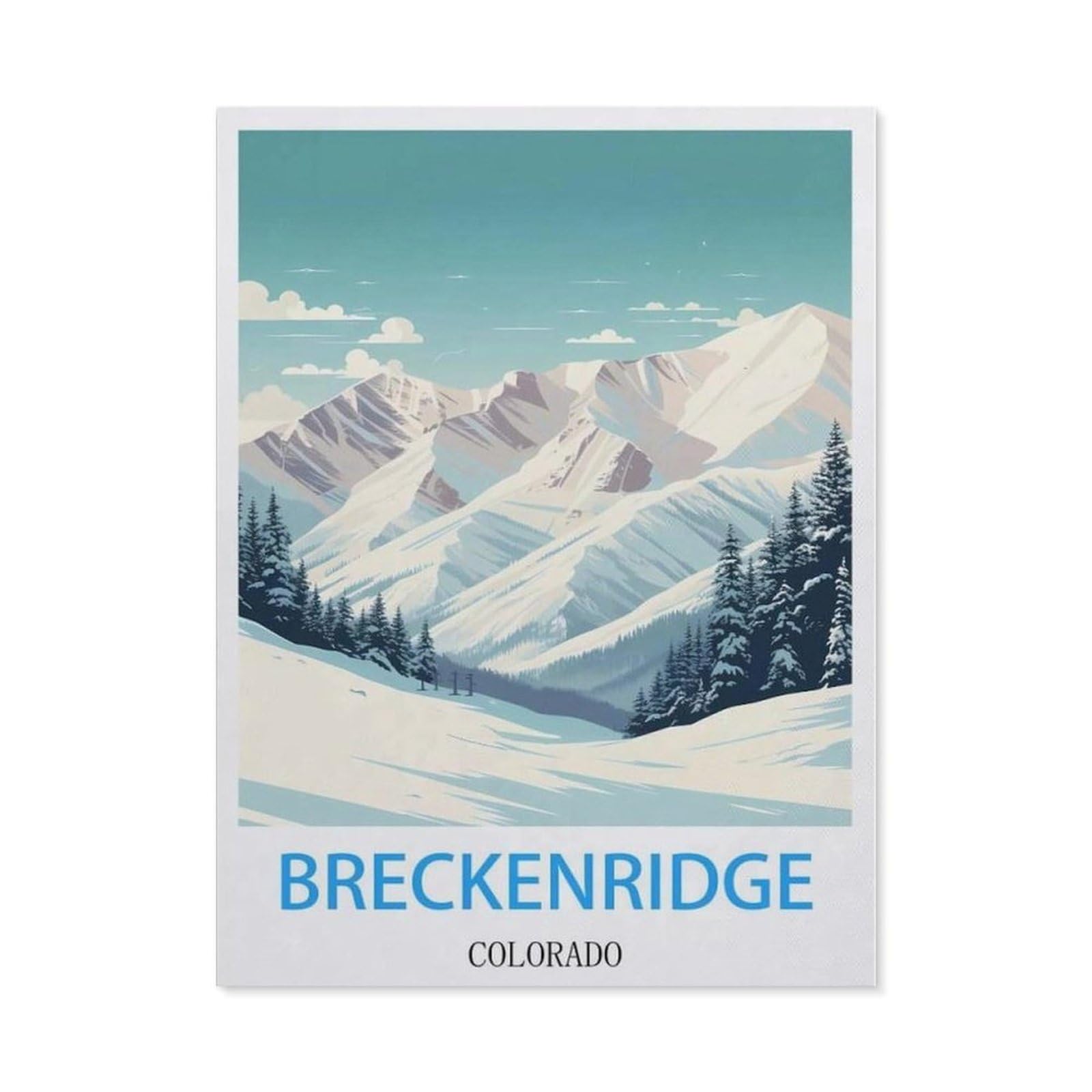 Beayodkp （30 X 40 Cm/11.81 X 15.74 Inches） Breckenridge Colorado Vintage Travel Poster，Diamond Art Kits For Adults And Kids, Full Drill Round Rhinestone Paint With Diamonds-Cc29