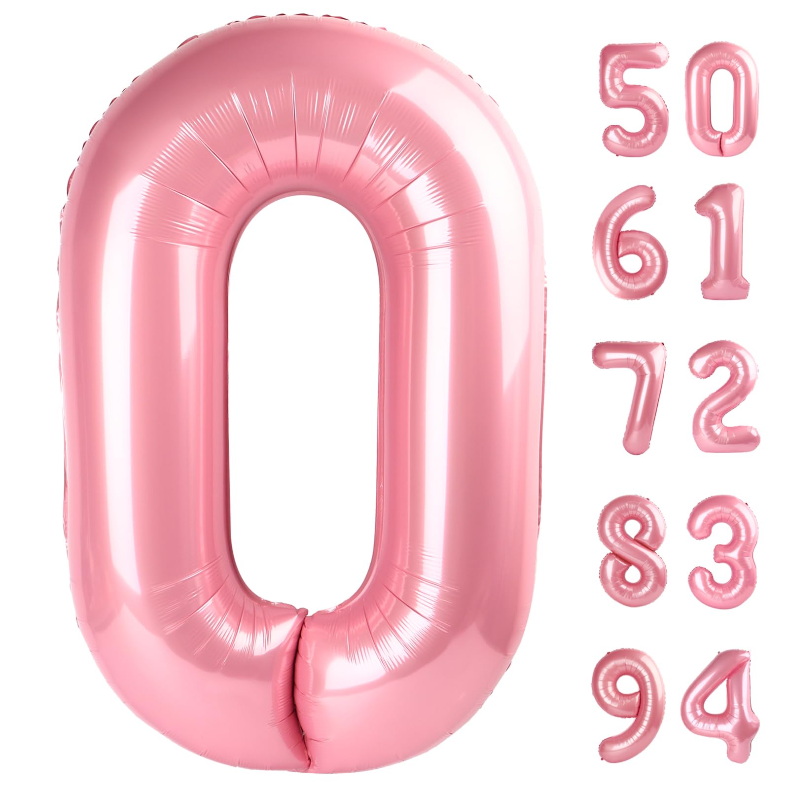 Pastel Pink 0 Balloon - Number Balloon 40 Inch, 0th Pastel Pink Decorations