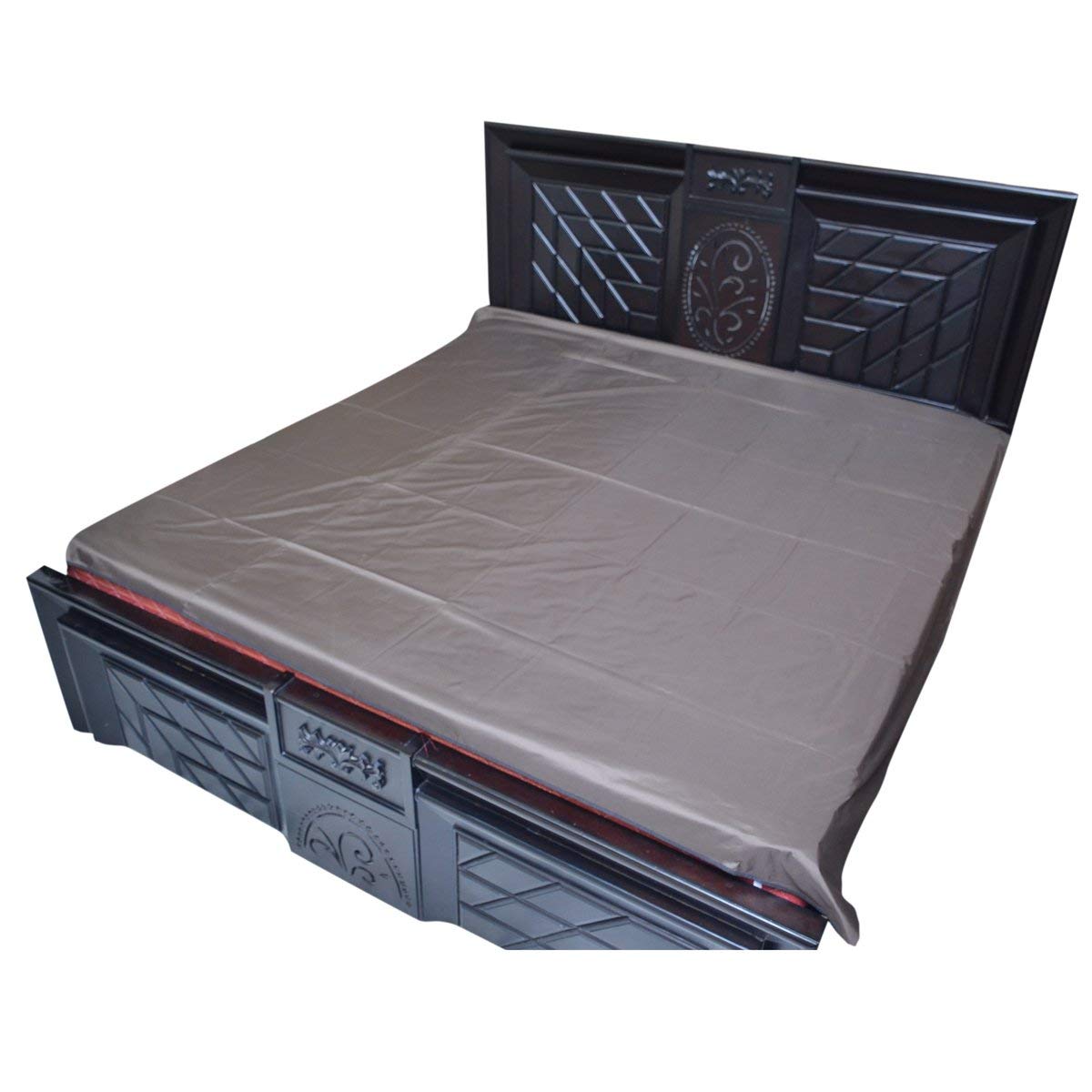 PHF (Polyvinyl Chloride) Waterproof Bed Sheet/Plastic Sheet/Mattress Protector for Baby and Adult - Double Bed Size 6.5 x 6.5 feet (Color Assorted) (Grey)