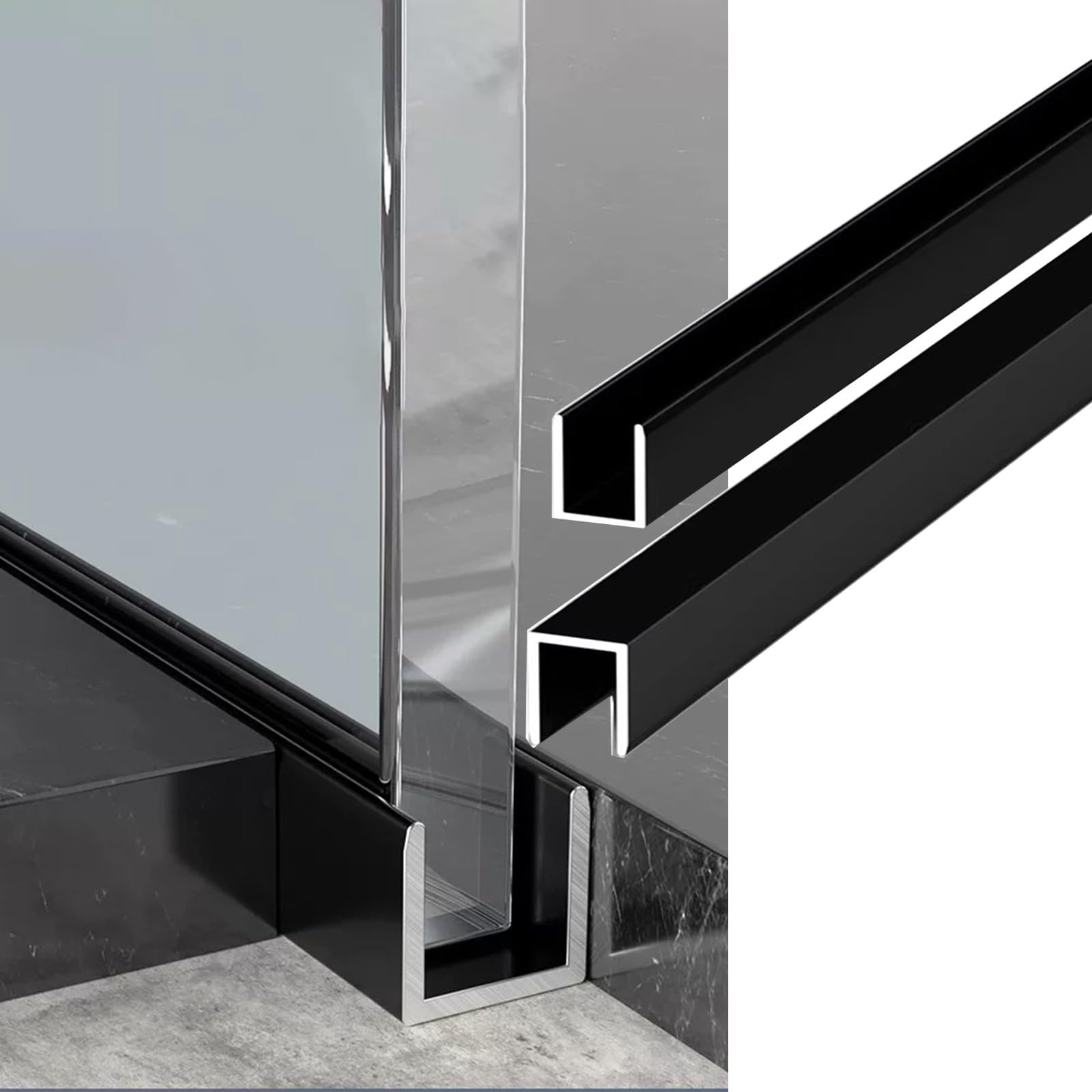 U-Profil for Duschtür aus Aluminium