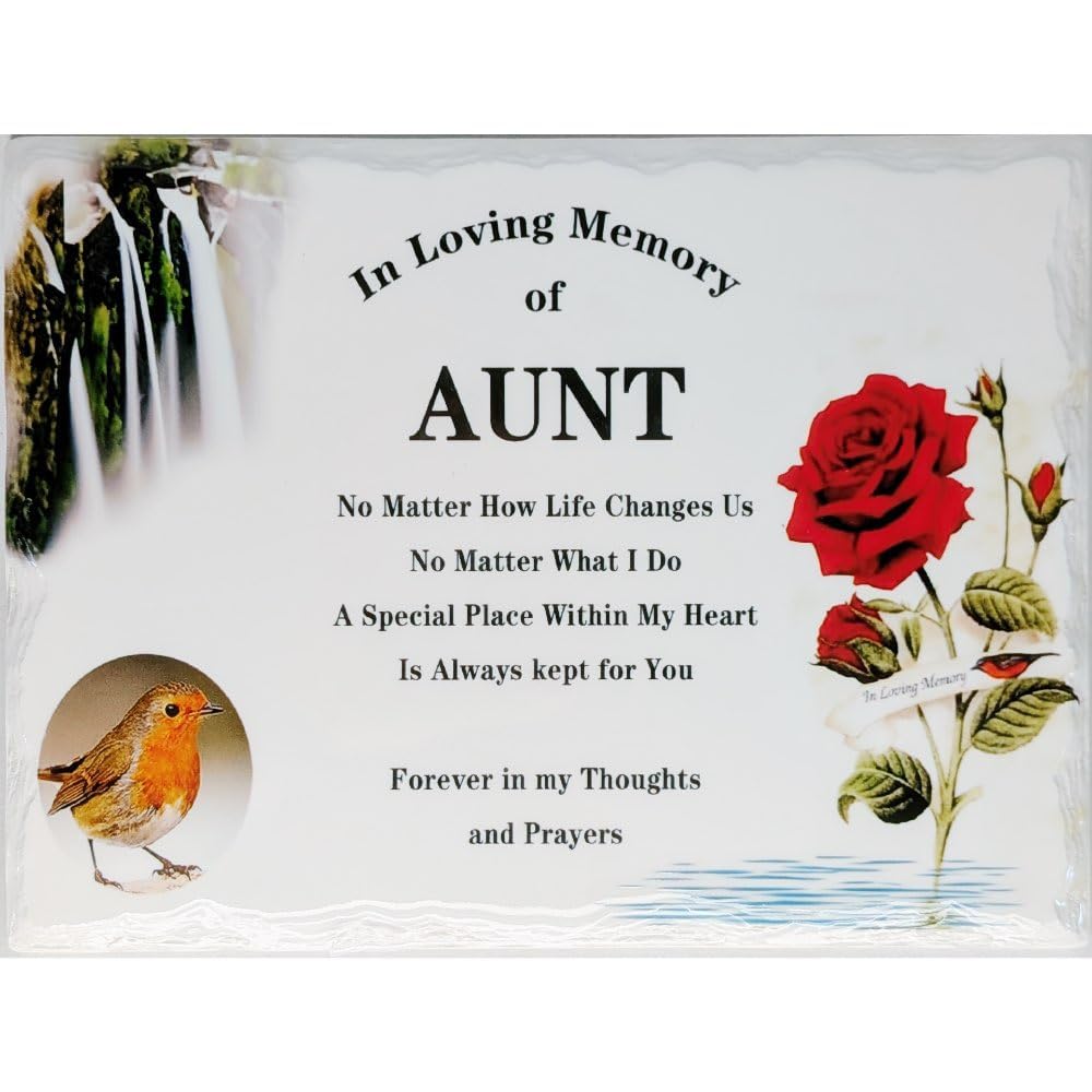 In Memoriam Rectangular Tile Grave Plaque (20 x 15 cm) (Aunt, 20 x 15 cm)