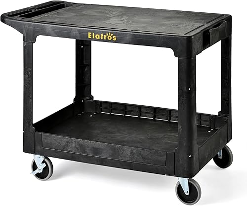 ELAFROS Carrito de plástico grande y resistente con parte superior plana de 42.5 x 25 pulgadas, estantes planos y ruedas giratorias completas con disponible en Yaxa Colombia