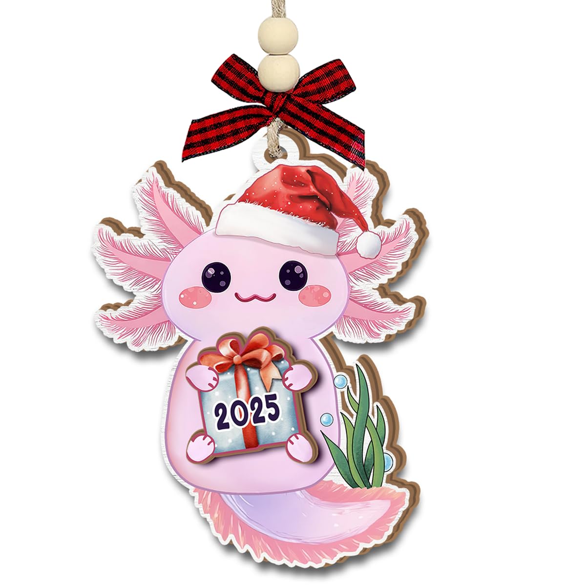Axolotl décoration de Noël en bois noble sculpté main