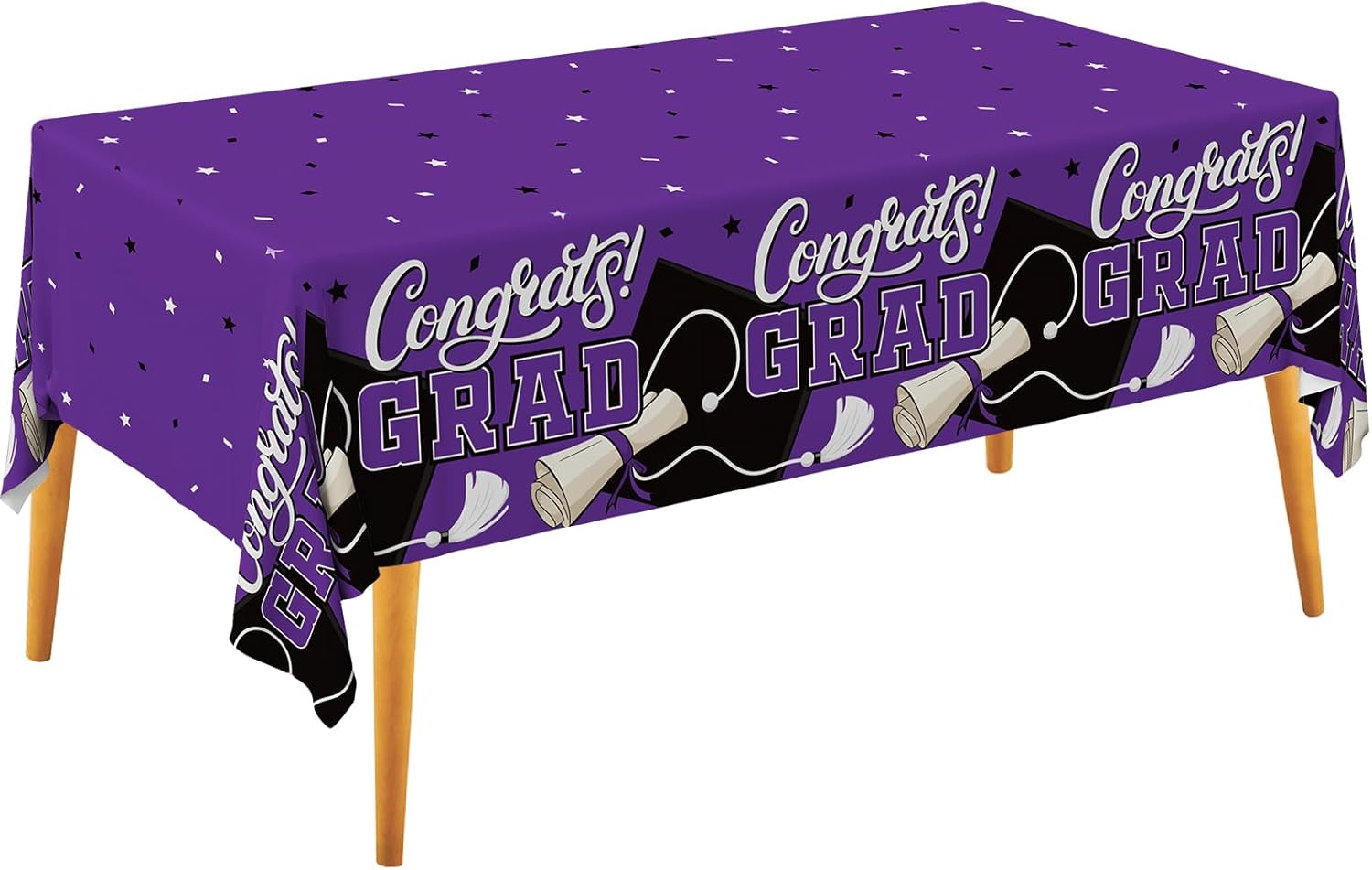 Gatherfun Graduation Decorations 2025 Kit - 2 Pcs Purple Gongrats Grad Tablecover for Party Decorations?Graduation Plastic Table Covers 54"x108"