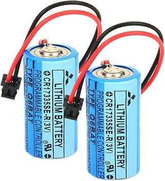 Pack of 2 CR17335SE-R/3V Q6BAT PLC 3V 1800mAh Battery for Q25PRHCPU Q170HBATC QNS FANUC System