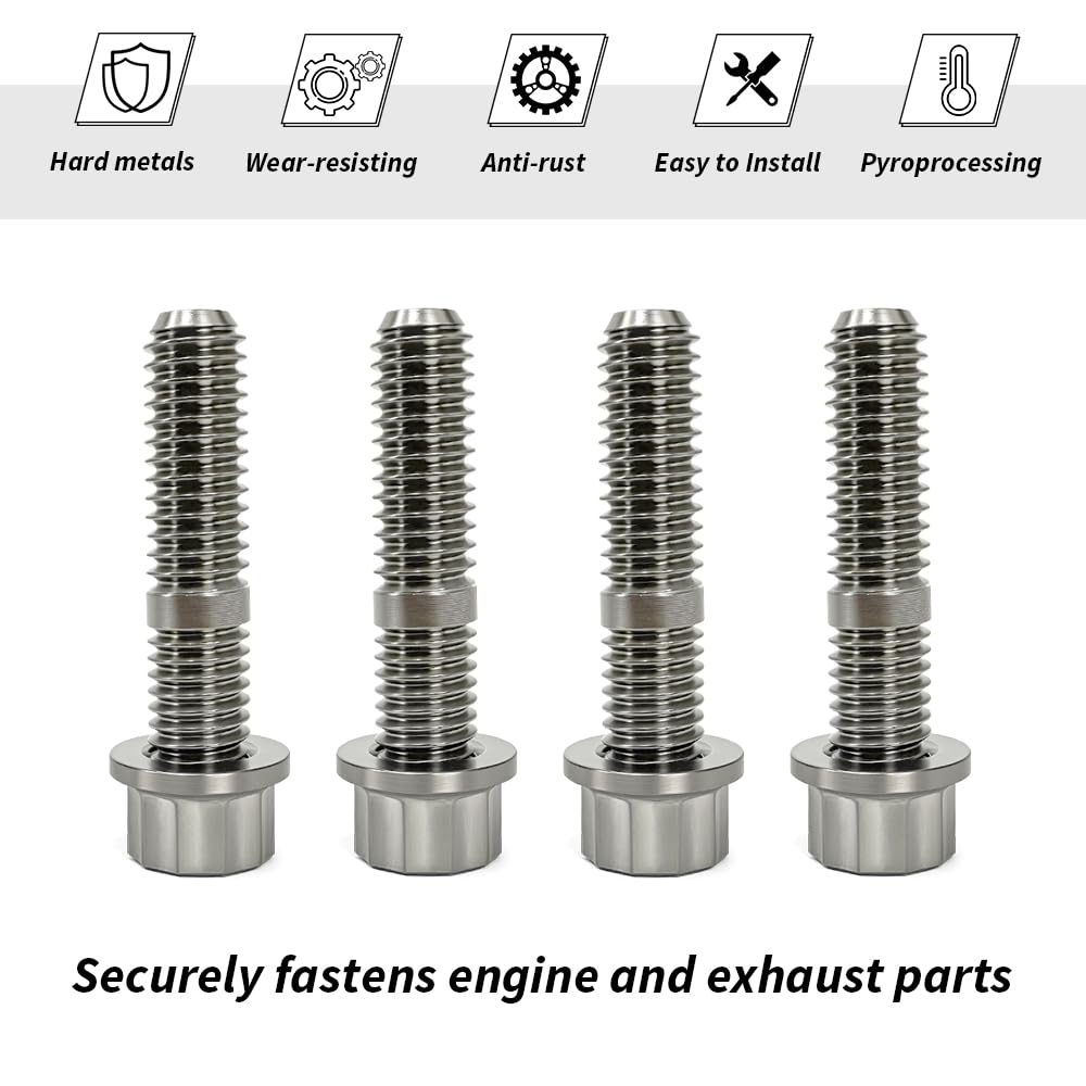 Titanium Stud Bolt Nut Kit Compatible with Sportster 883 1200 Dyna Softail Electra Glide Road Glide Road King Fat Boy #7593 16715-83