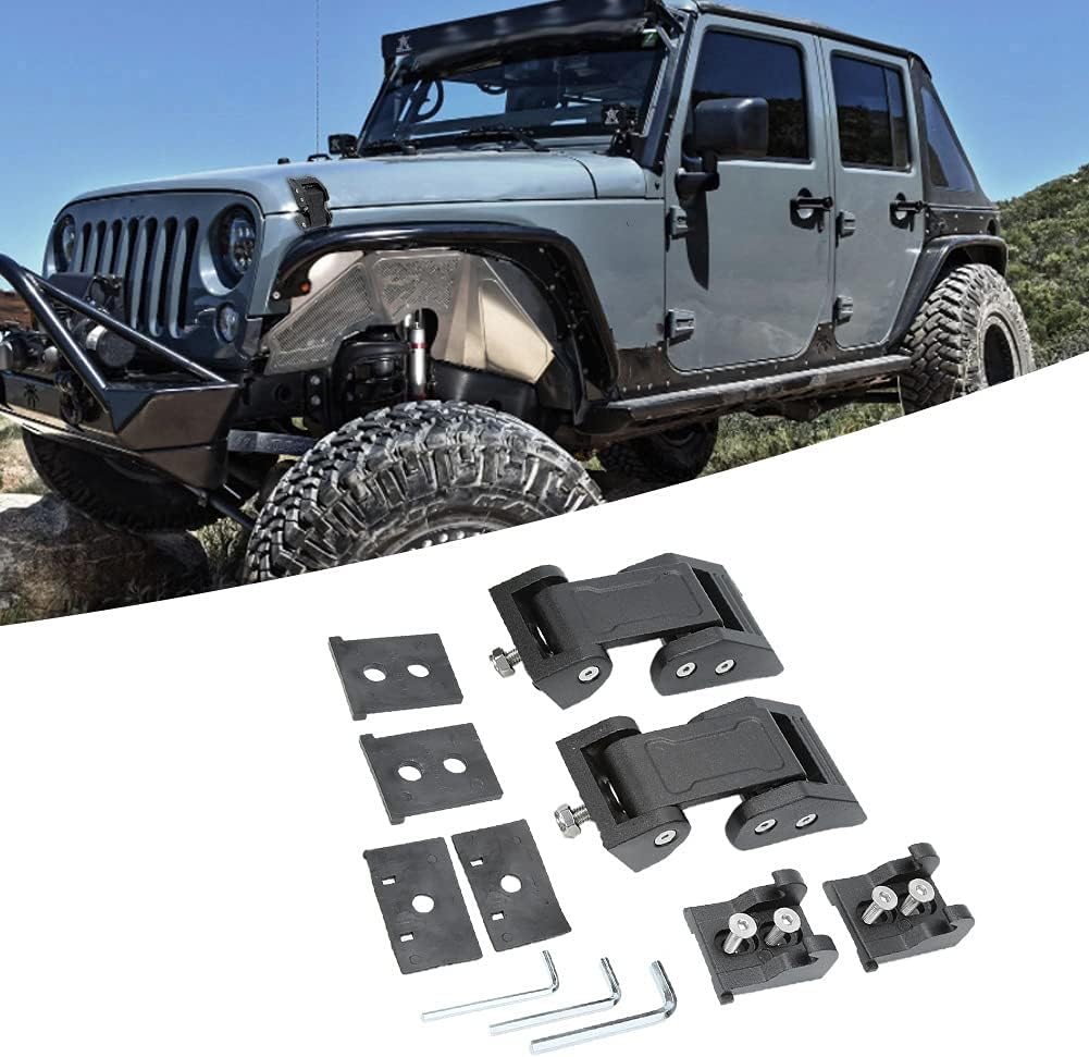 Hood Latch Locking Catch Buckle Premium Aluminum Alloy Stainless Steel Black Replacement Accessory Fits JK 2007 2017 2 Doors 4 Doors