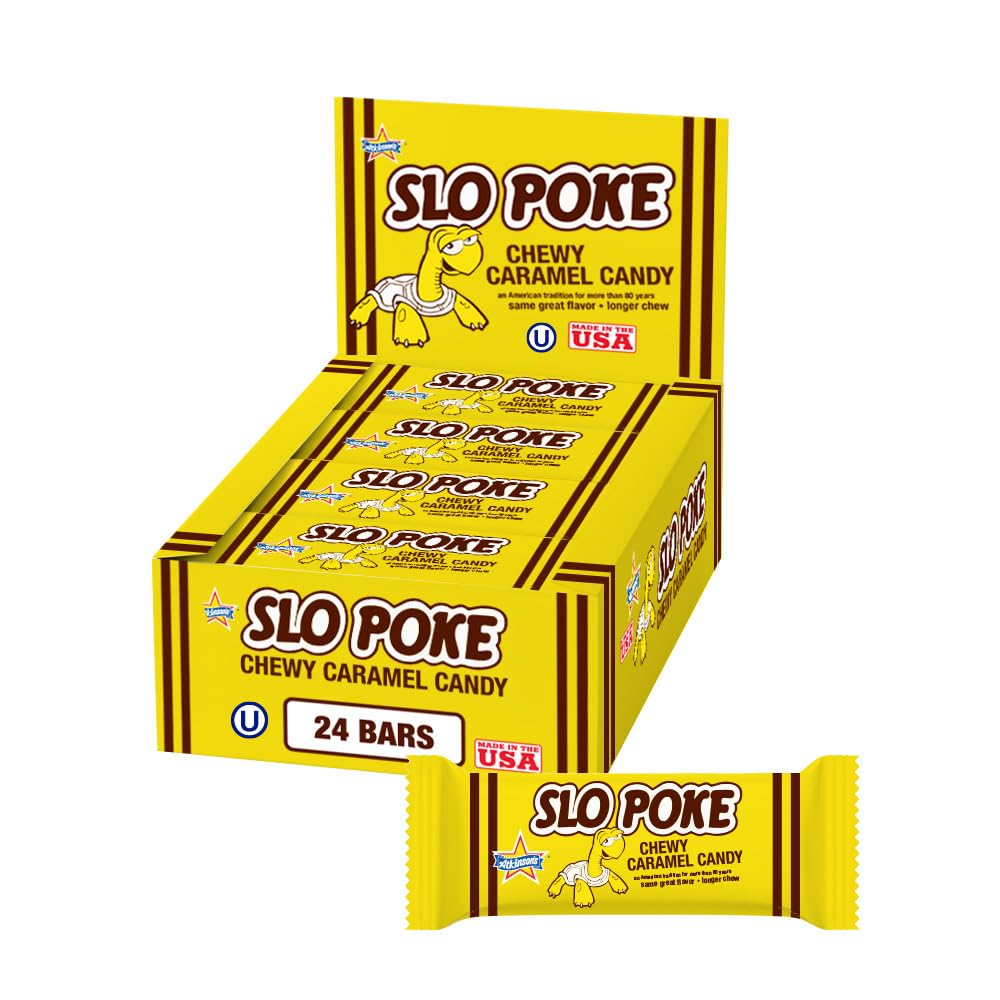 Atkinson's Slo Poke - Chewy Caramel Candy - Made with Rich and Creamy Caramel - Gluten Free, Kosher - 1.5 oz. Single Candy Bar - 24 Count Pack