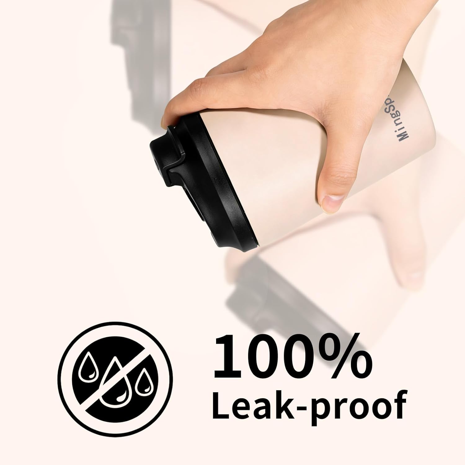 Double-Wall Vacuum Insulated 12oz Coffee Tumbler, Reusable Travel Mug, Stainless Steel Iced Coffee Cup, BPA-Free, Leakproof with Flip-Open Lid,Warm Light Tan - Image 3