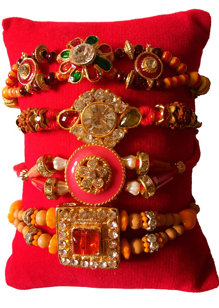 Avanti Creations Multicolor Diamond Studded Bracelet Rakhi For Brother With Roli Chawal Rakhi For Bhaiya Bhabi Rakhi Set Rakhi Set For Brother Combo Pack Of 4 Different Pattern Rakhi (Pattern1) (B07TYZW369) Amazon Price History, Amazon Price Tracker