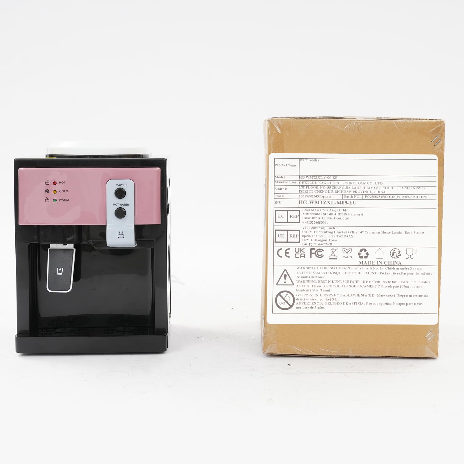 Distributore di acqua da tavolo con funzione di riscaldamento e raffreddamento, dispenser di acqua compatto da 4,5 l, per ufficio e casa, serbatoio in acciaio inox, raffredda a 8 °C, riscalda a 95 °C