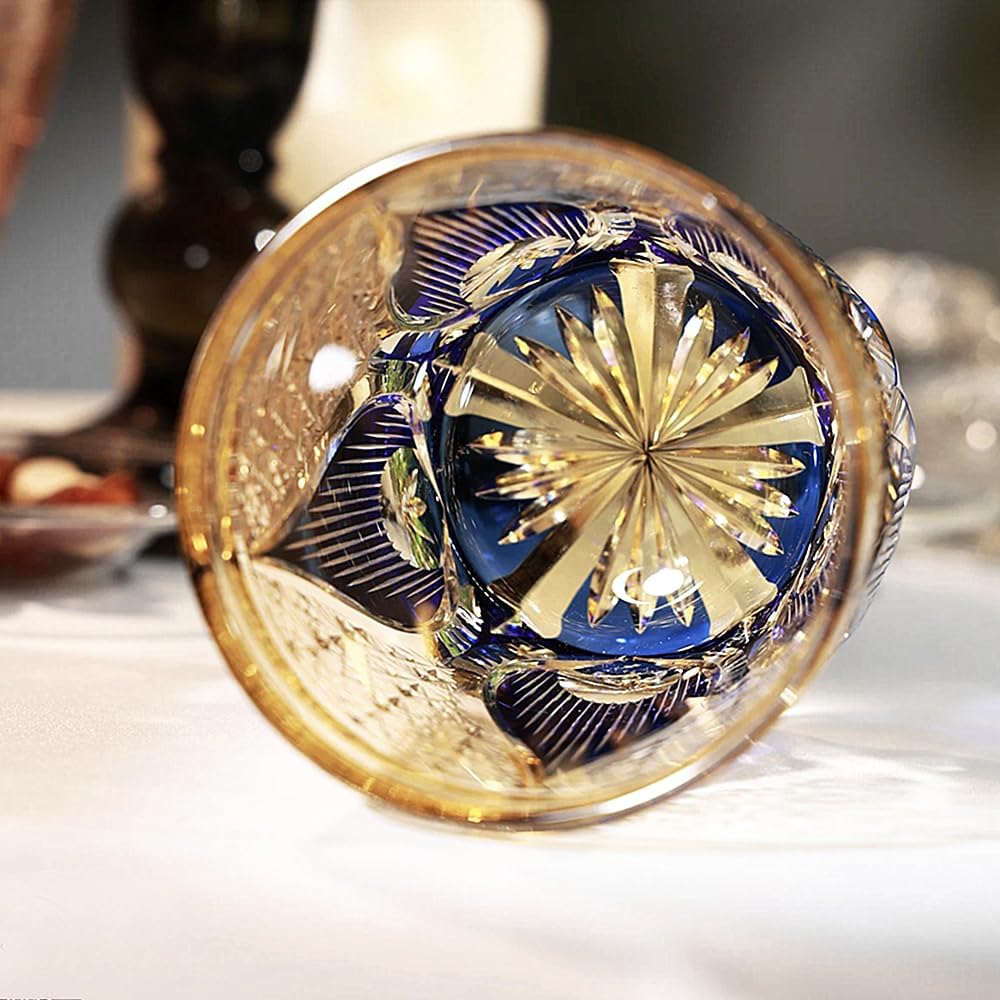 JEKE Edo style Color Hand Cut Crystal Glass Tumbler Whisky Gass 9 Oz Glassware with Luxury Gift Box,Cocktail-Vodka-Beer Drinkingware Glasses In Gift Carton (C) - Image 5