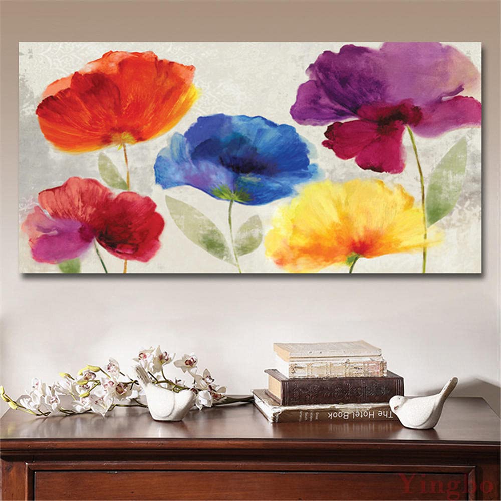 Broderie diamant coquelicot 16x32 grand format pour décoration salon