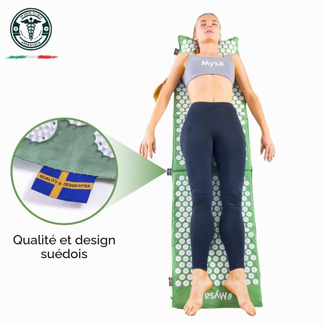 THERMO MYSA DUO XXL: LE PLUS GRAND ENSEMBLE TAPIS + COUSSIN D'ACUPRESSION: 180 CM! INCROYABLE EFFET ANALGESIQUE/RELAXANT SUR TOUT LE CORPS: 15.576 POINTES! POUR GRANDES STATUTS| 7 SACS + TUTORIELS