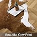 AROGAN Premium Faux Cowhide Rug 4.6 x 5.2 Feet, Sturdy and Large Size Cow Print Rugs, Suitable for Bedroom Living Room Western Decor, Faux Fur Animal Cow Hide Carpet, Brown