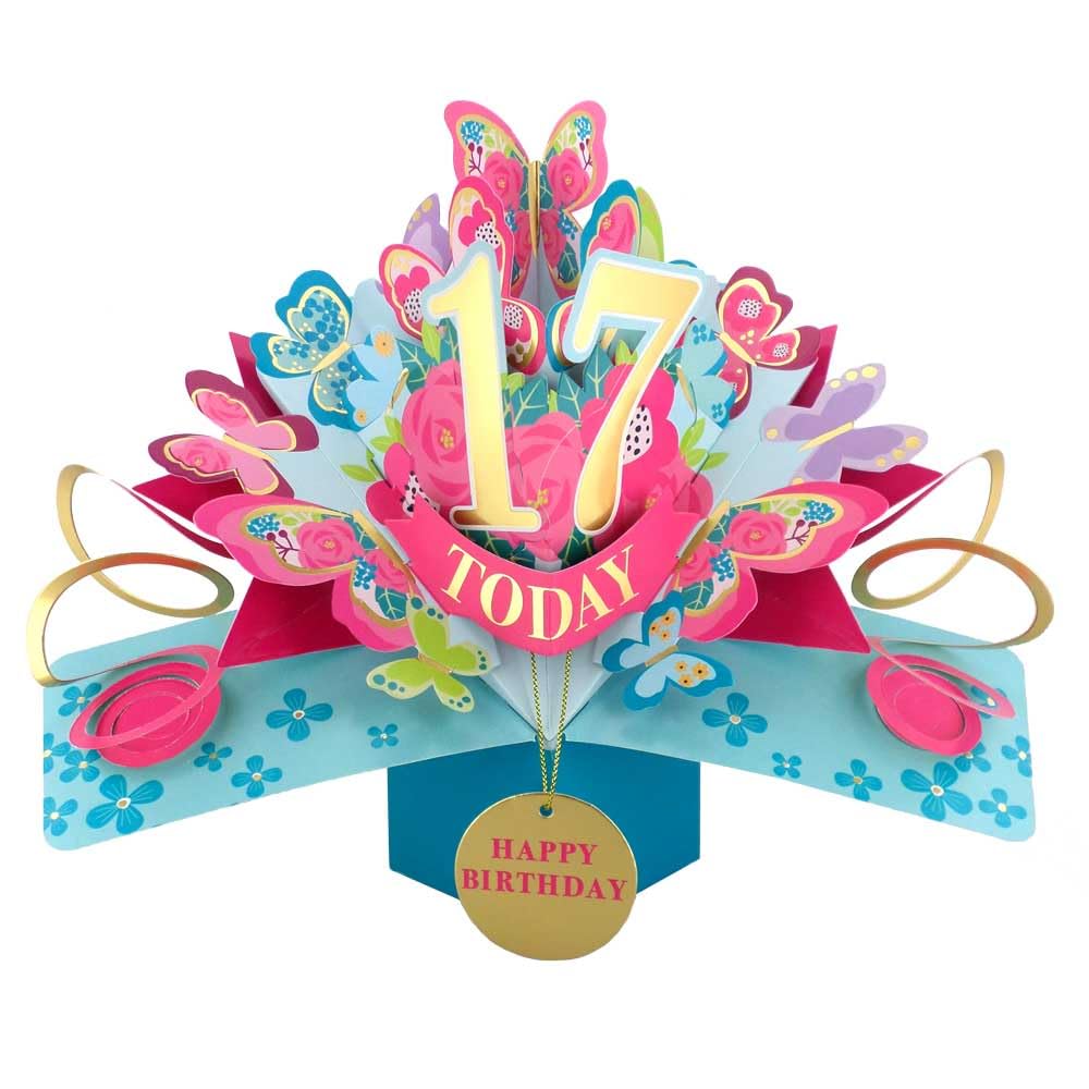 17 Today Happy 17th Birthday Pop-Up Greeting Card Love Kate's Pop Up Cards Her Design POP236MC17