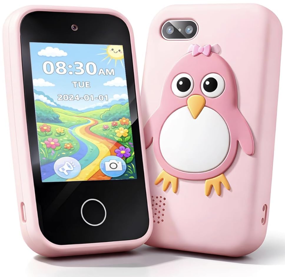 Kids Toy Phone for Boys & Girls Christmas & Birthday Gift for Kids Ages 310 Toddler Learning Play Mobile Toy with Dual Camera Games & Music Player (LIGHT PINK)