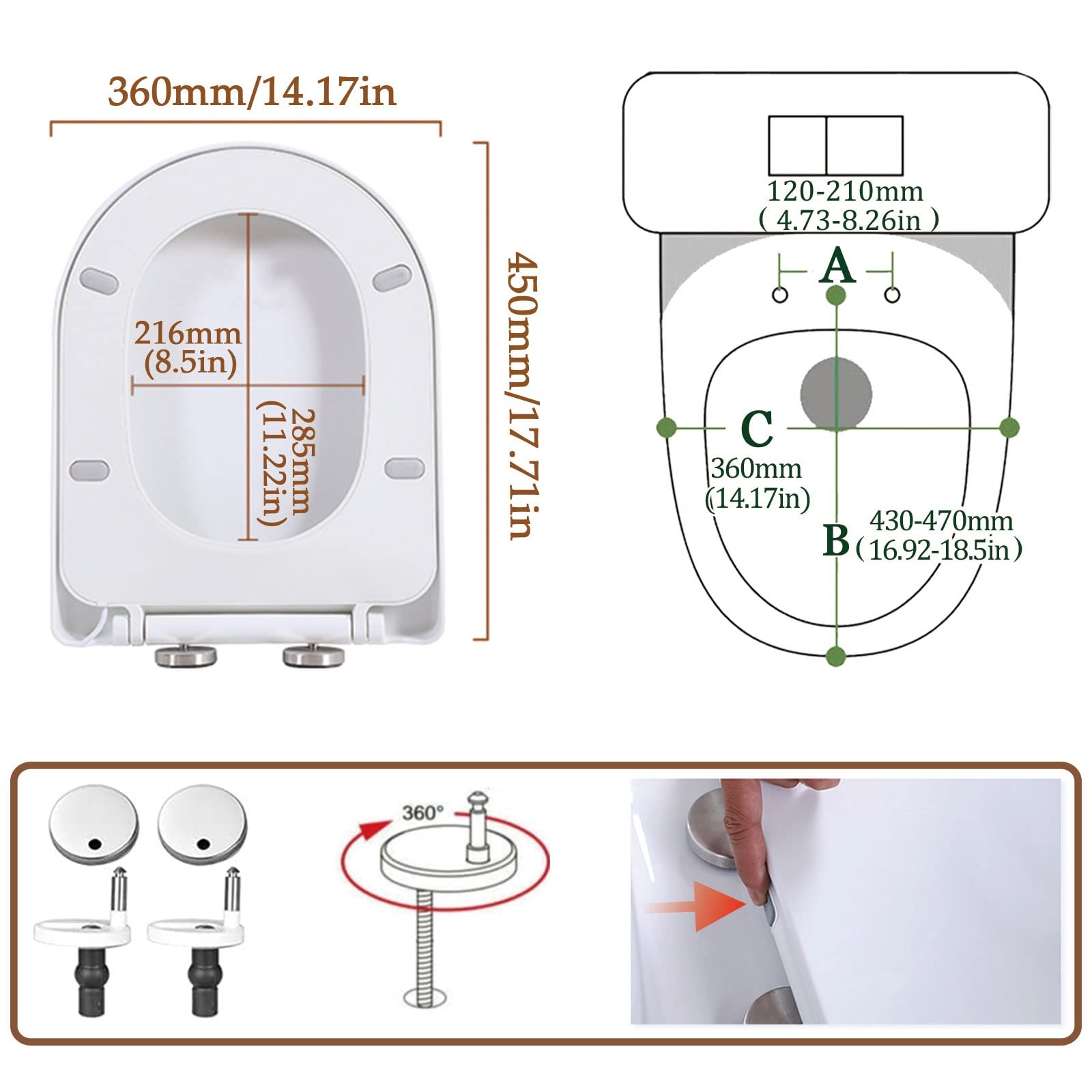 Sedile WC Elettrico Intelligente riscaldato con Temperatura Regolabile e Design a Forma di D in Polipropilene Bianco (Bianco)