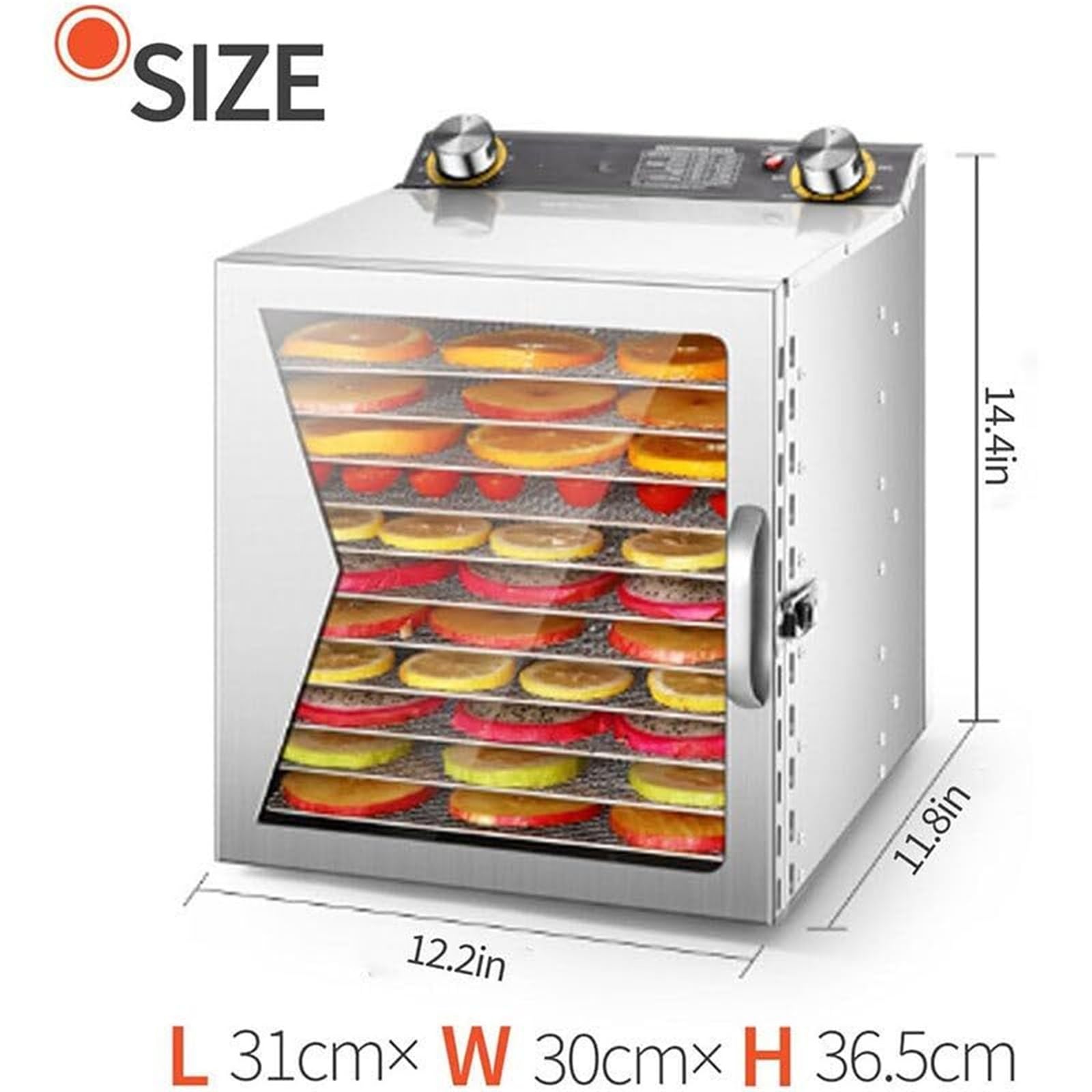 Food Dehydrator Machine, 400W 12-Tray Electric Food Dryer with 35-90°C Temperature Control, 12-Hour Timer, 6-Inch 360° Fan for Fruit, Vegetable, Meat, Jerky, and Herb Drying(12layers)