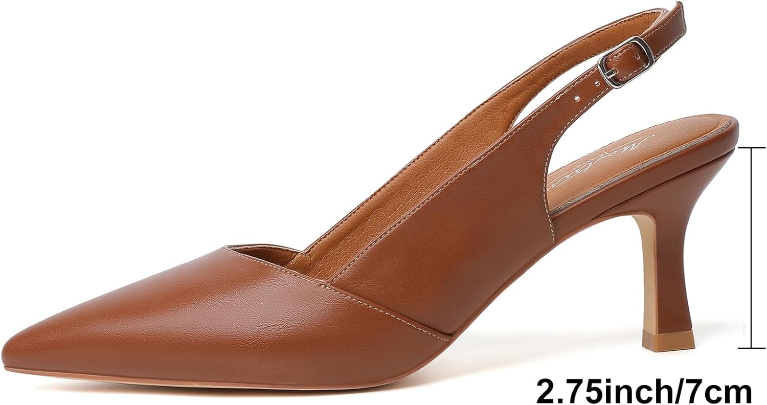 Mostrin Kitten Heels for Women Slingback Pointed Closed Toe Heels Women's Pumps Shoes for Wedding, Party, Commuting - Image 5