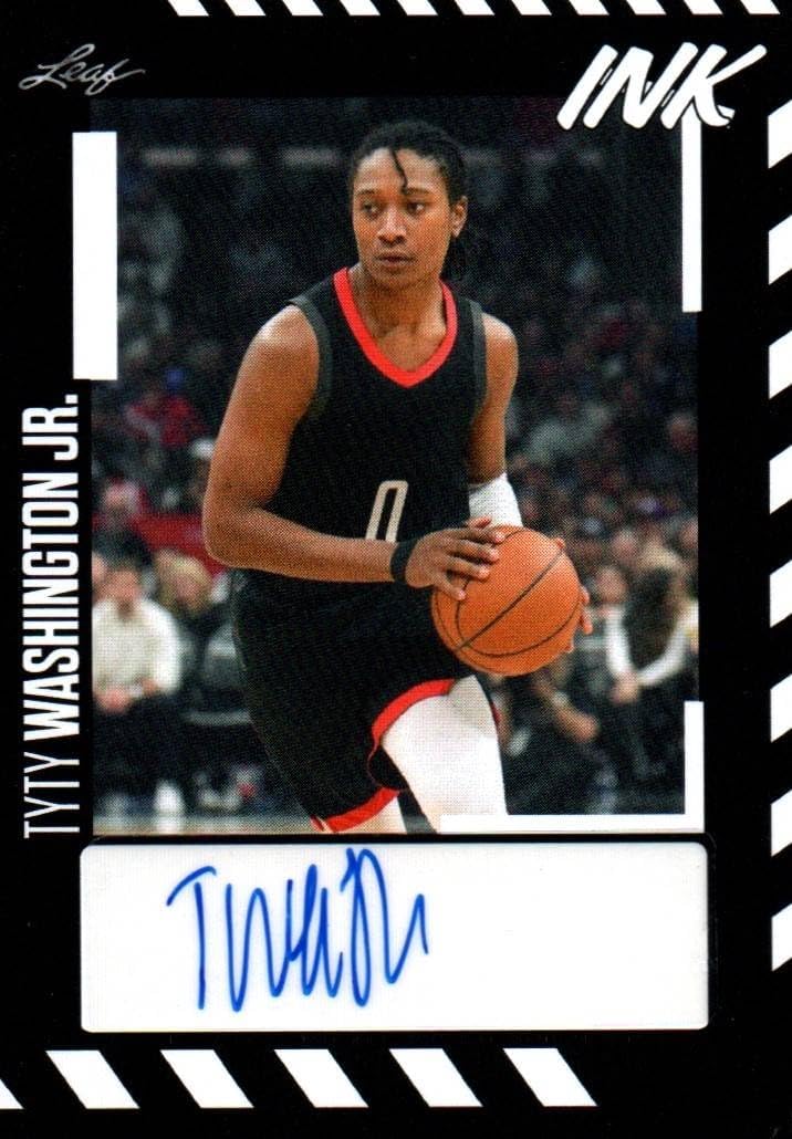 Tyty Washington Jr Autographed Rookie Card White Auto Basketball Card - 2023 Leaf Ink Basketball Card #BA-TWJ (Rockets)