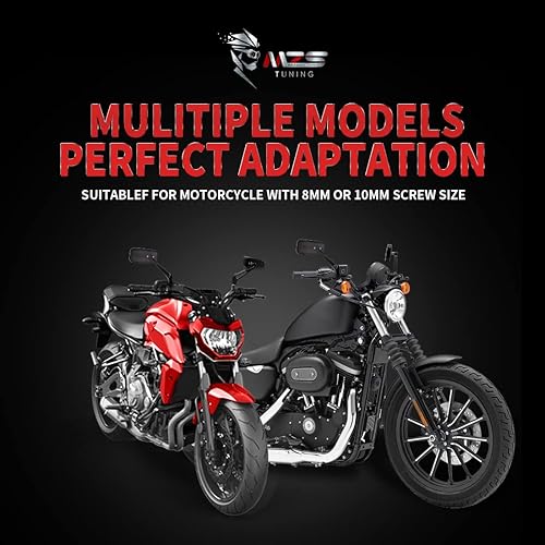 Miniatura 8 de MZS Espejos retrovisores universales para motocicleta, ajuste de espejo lateral universal de 0.315 in y 0.394 in, color negro, compatible con