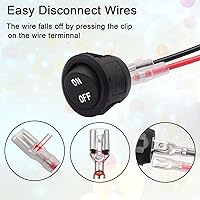 Vista 3 de TWTADE - 5 unidades de interruptor basculante de 12V con encendido/apagado, interruptor de palanca redondo de cierre SPST de 2 pines con cables