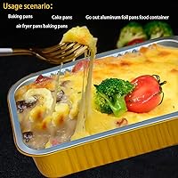 Vista 2 de Sartenes de papel de aluminio de SuiXinCook con tapas, 10 unidades, resistentes, 2 libras, sartén pequeña de papel de aluminio de 8.5"×6