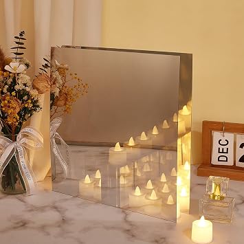 NBEADS 4 Pcs Two Way Mirror Glass, 11.8x11.8 Inch Acrylic See Through Mirror Sheet for Makeup DIY Magic Project Art Display, Square, Silver