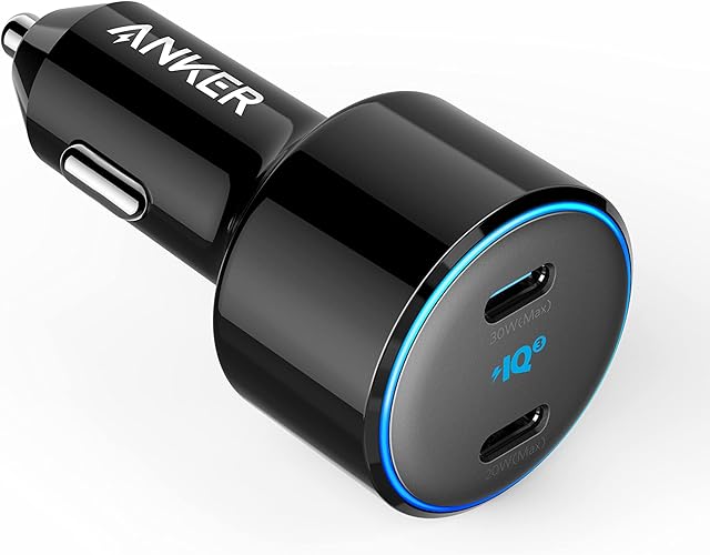 USB C Car Charger, Anker 50W 2-Port PIQ 3.0 Fast Charger Adapter, PowerDrive+ III Duo with Power Delivery for iPhone 13/13 Mini/13 Pro/13 Pro Max/12, Galaxy S10/S9, Note 9, iPad Pro and More