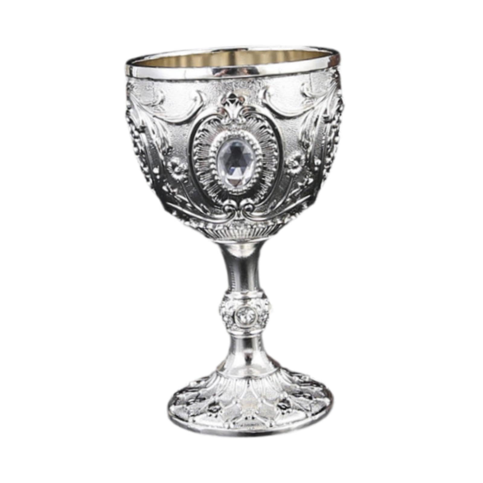Bothyi Retro Embossed Water Goblet Tiny Drinking Cup Drinkware Gift Cup Kitchen Cocktail Party Favor Champagne, Silver