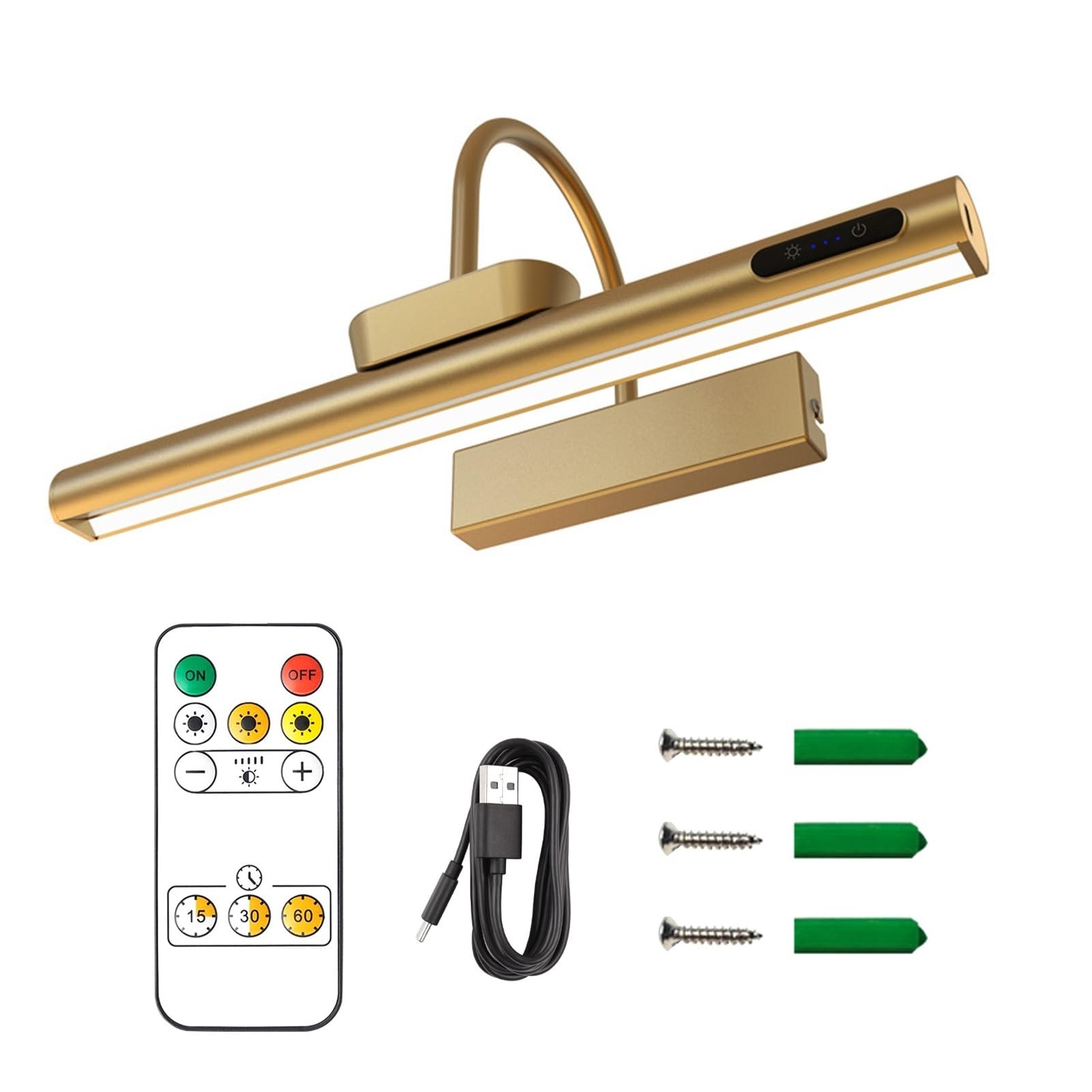Luci Esposizione Per Quadri Lampada Da Parete Ricaricabile A LED Moderna Telecomando Che Attenua Le Luci For Quadri In Alluminio Con Luce For Specchio Da Bagno In Oro For Hotel