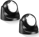 Lumières extérieures du capteur de mouvement - Capteur de mouvement extérieur lumière batterie actionné sans fil Spotlight Motion Detecteur de sécurité lumière allumée automatiquement pour l'escalier de porche abrité Hallway Garage Wall Shed (2 Boîte)