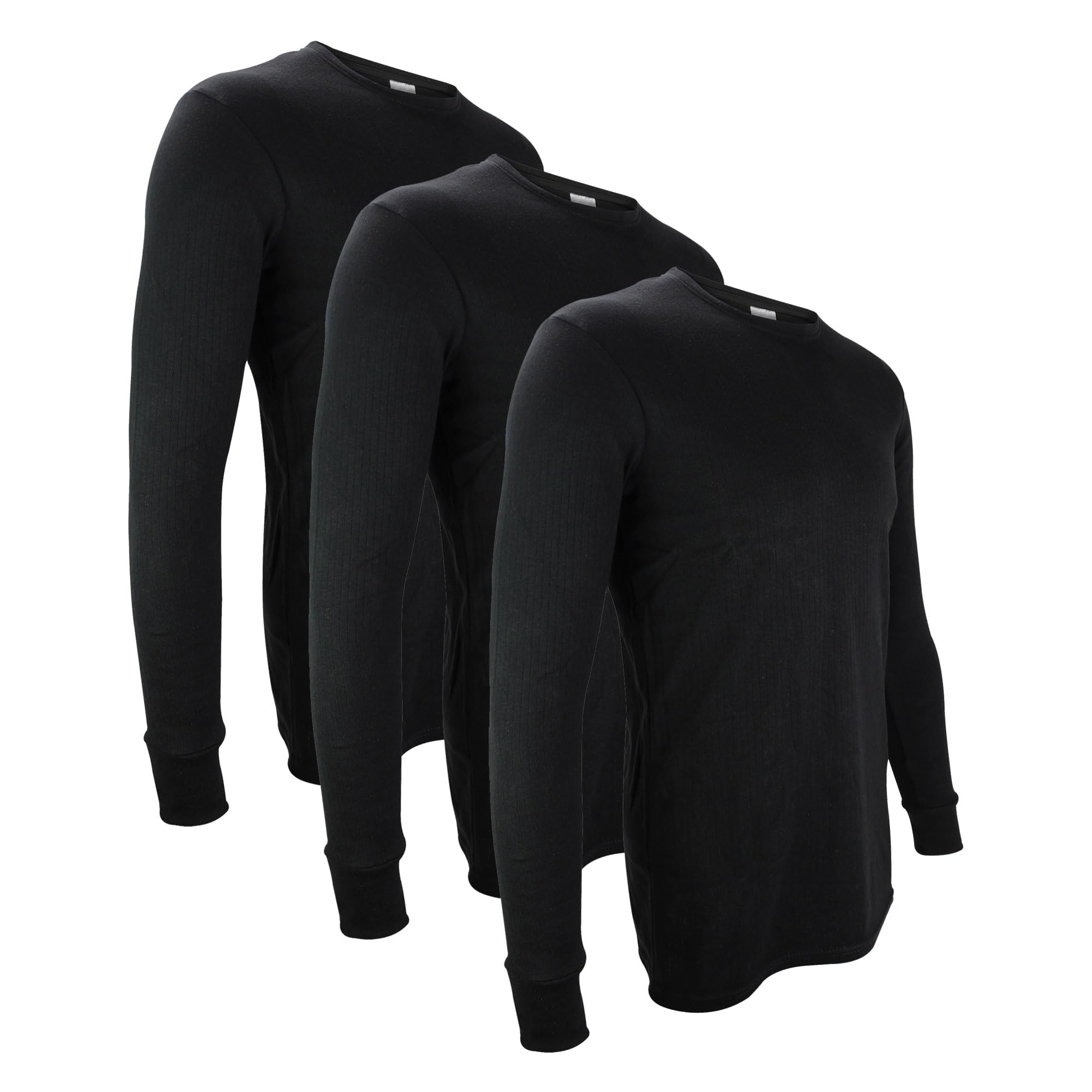 Thmo Men's Black (X3) 3 Pack Thermal Underwear Top Winter Warm Base Layer Long Sleeve Top