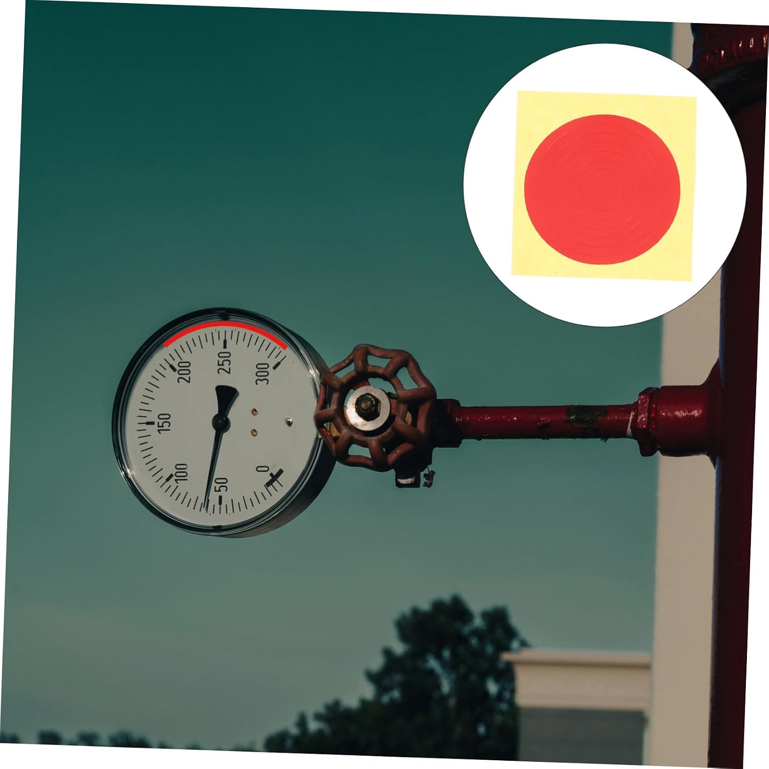 OUNONA 10sheets Reflective Pressure Gauge Stickers Apply Decals for Indication Pressure Meters High Visibility Labels Red