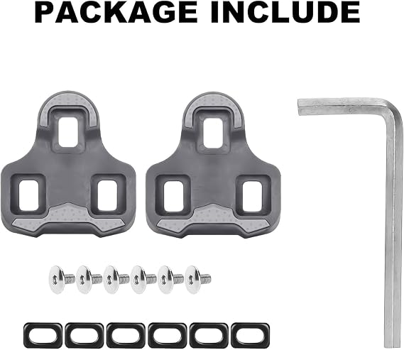 Thinvik Bike Cleats for Look Keo Grip,Road Bike Look Keo Cleat with Anti-Slip Rubber Desgin, Bicycle Cleat Set for Indoor&Outdoor Cycling - 0/ 4.5Float