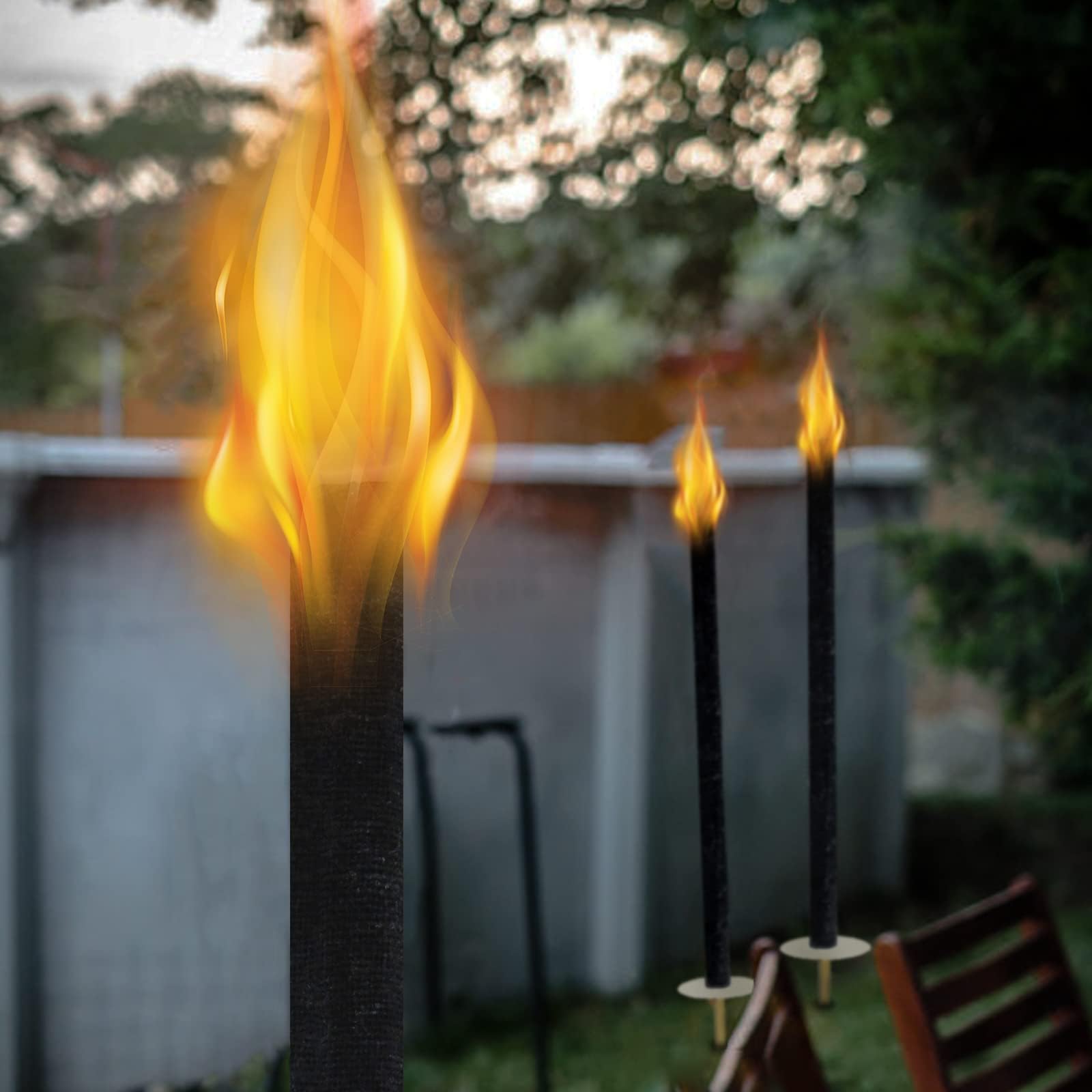 Froadp Antorchas de cera de 72 cm, larga duración de combustión, 100 min, bengalas con mango extralargo y protección de las manos, juego de antorchas y linternas para jardín, exteriores, senderismo