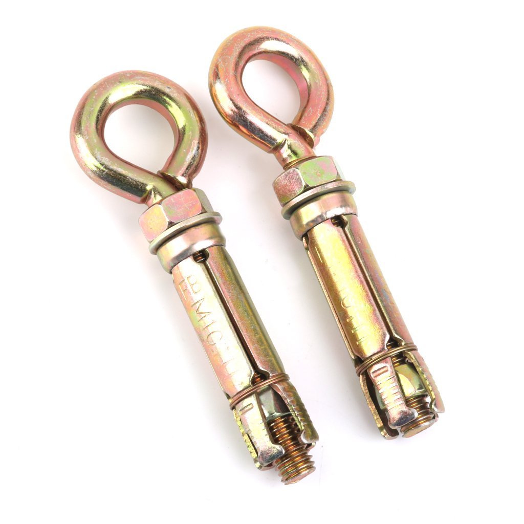 Sauran Expansion Screws Closed Hook Anchor Bolts for Wall Concrete Brick, Gold, Set of 2