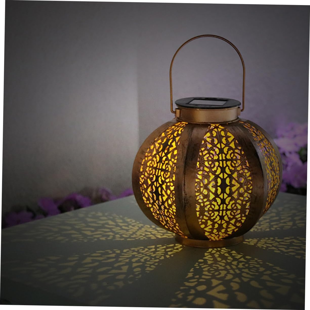 balacoo Solar Power Hanging Light Decorative Outdoor Pumpkin Lantern for Garden Patio Courtyard Unique Hollow Design for Creating Warm Atmosphere