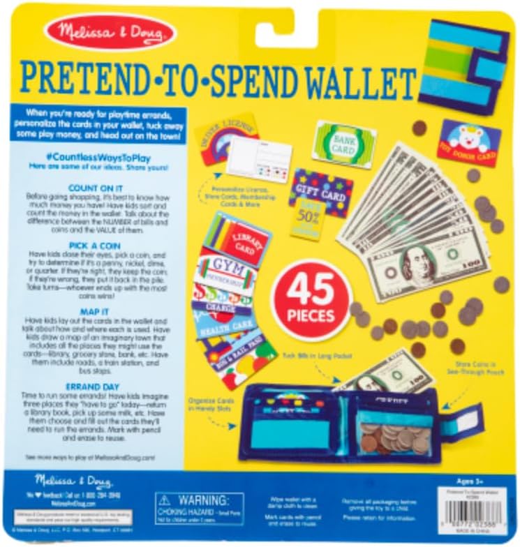 Melissa Doug Pretend Spend Toy Wallet