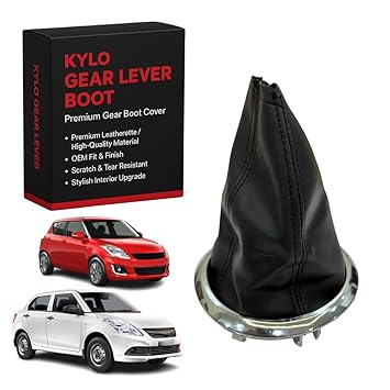 KYLO Leather Gear Shift Cover – Anti-Slip, Durable, Washable Gear Knob Protector for Manual Cars Suitable for (Swift (2005-2011), Dzire (2008-2012) Chrome)