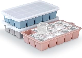 Silicone Ice Cube Trays 3Packs, Easy Release Ice Cube Molds with Lid, Fr...