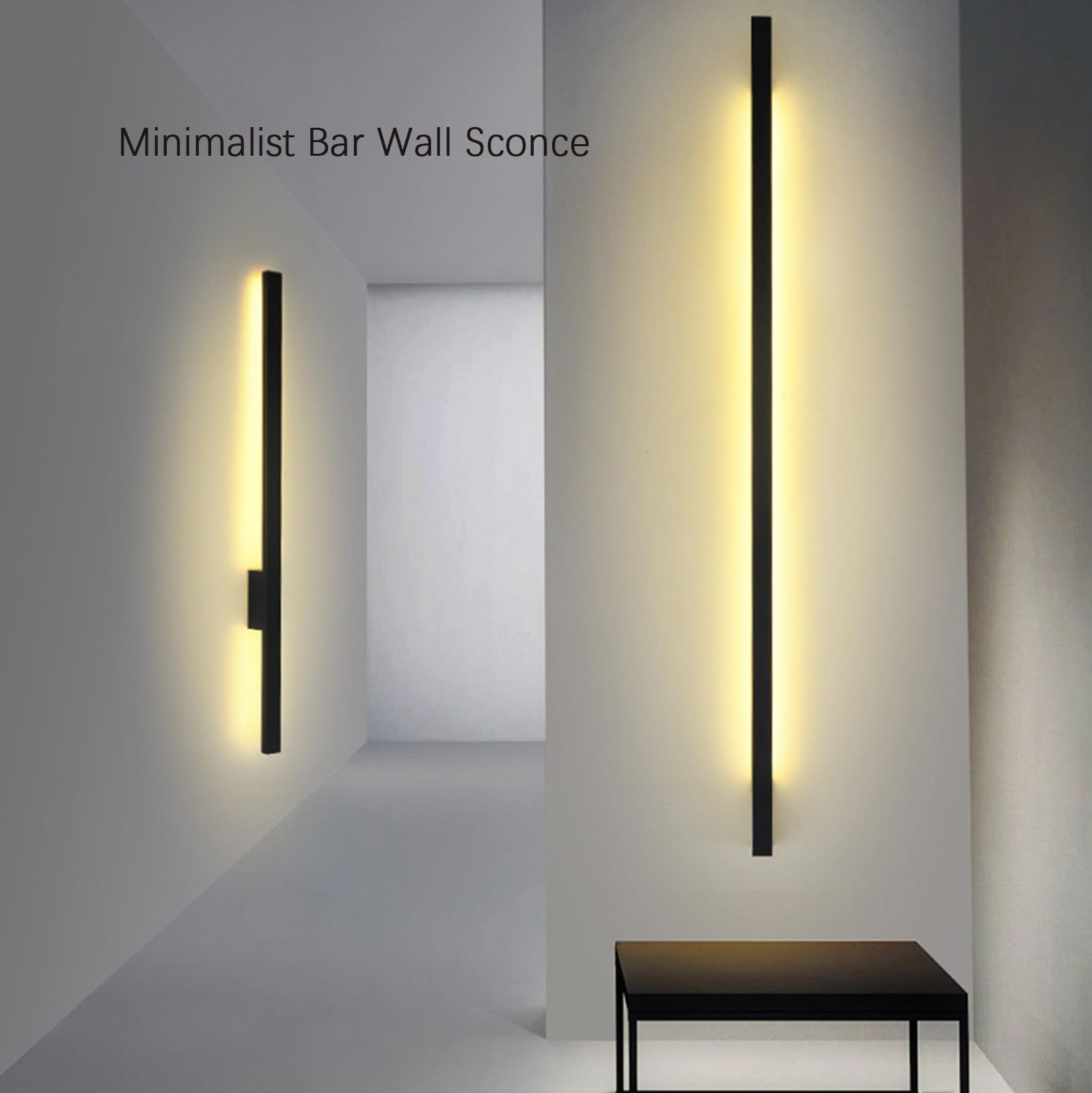 Wandleuchte für den Außenbereich, IP65 mit LED, moderne Veranda, Veranda, Innenbereich, Schwarz, 200 cm, für Garten, Bureau, Skalier, Allée (80 cm, Chau)