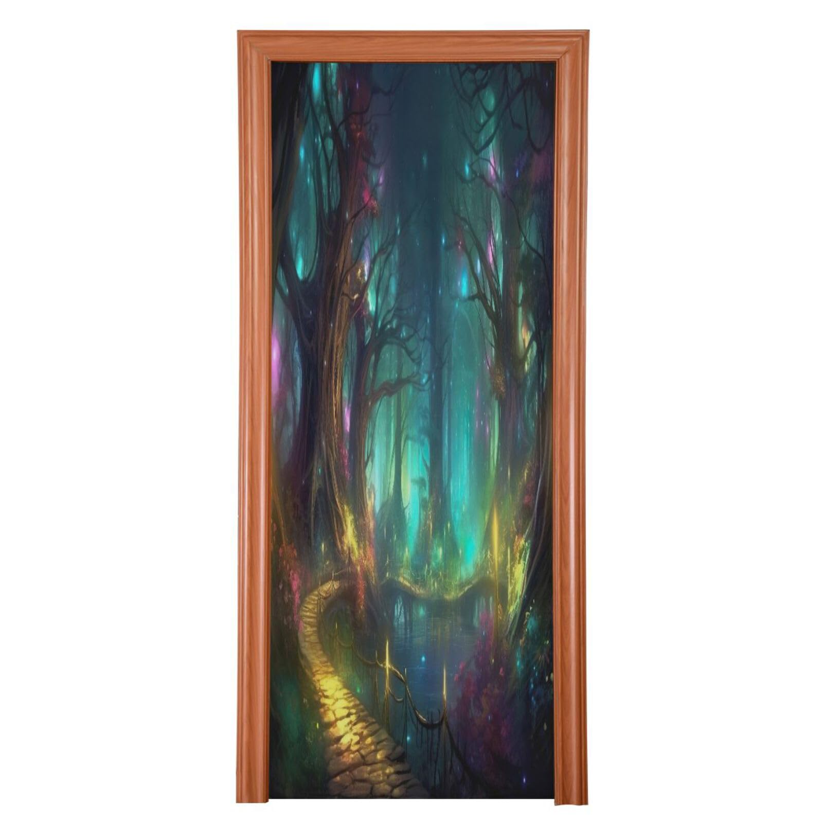 FLildon Fairy Forest Door Cover Decoration, Party Accessory Porch Decor for Festive Ornament Room Door Covers 32 x 79 Inch